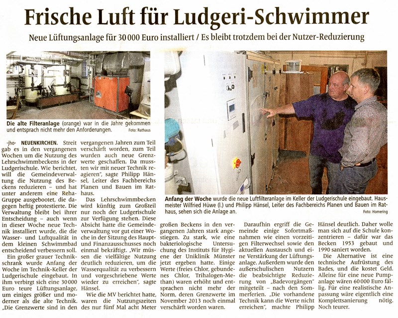 Zeitungsbericht der Münsterländischen Volkszeitung vom 18.07.2014 / Jörg Homering